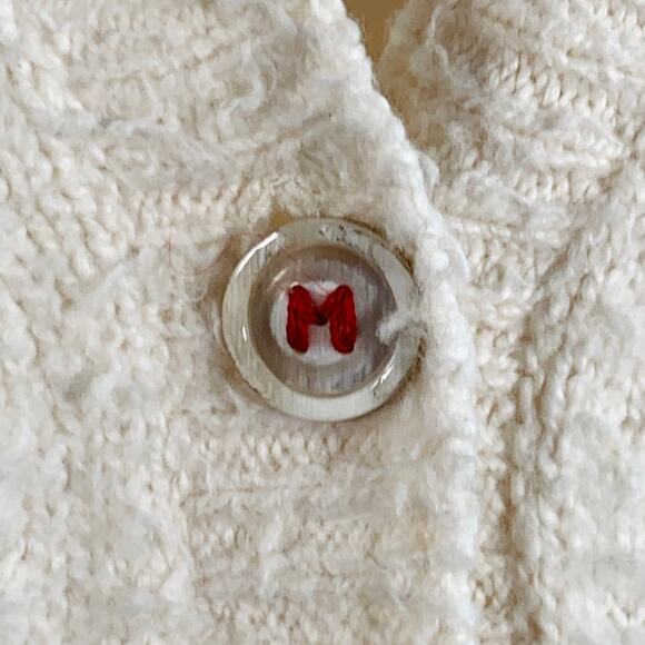 MAISON MARGIELA Size XS Cream Cotton Polyamide Shaggy Knit Cardigan - Picture 2 of 8